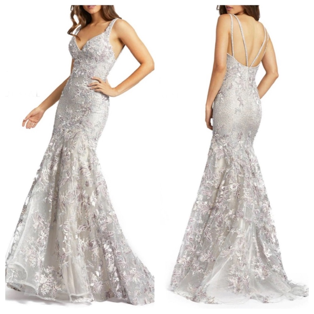 MAC DUGGAL Floral Lace Sequin Mermaid Gown NEW Size 16